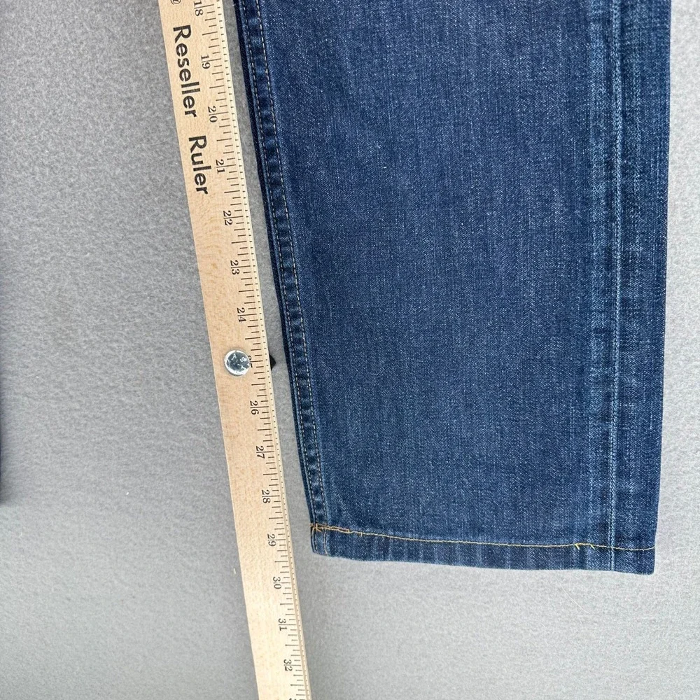 True Religion Geno Jeans Made In USA Dark Wash Denim 32x29 Whiskers Fade Leather - Picture 6 of 10